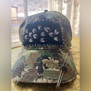 🪡Upcycled Camo Deer Tracks Ball cap♻️